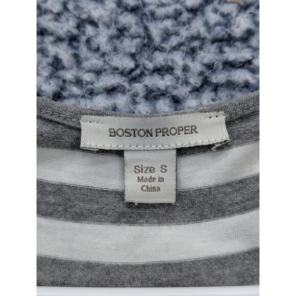 Boston Proper Knot Front V Neck Dress Womens S Knee Length Striped Casual Gray - Picture 11 of 12